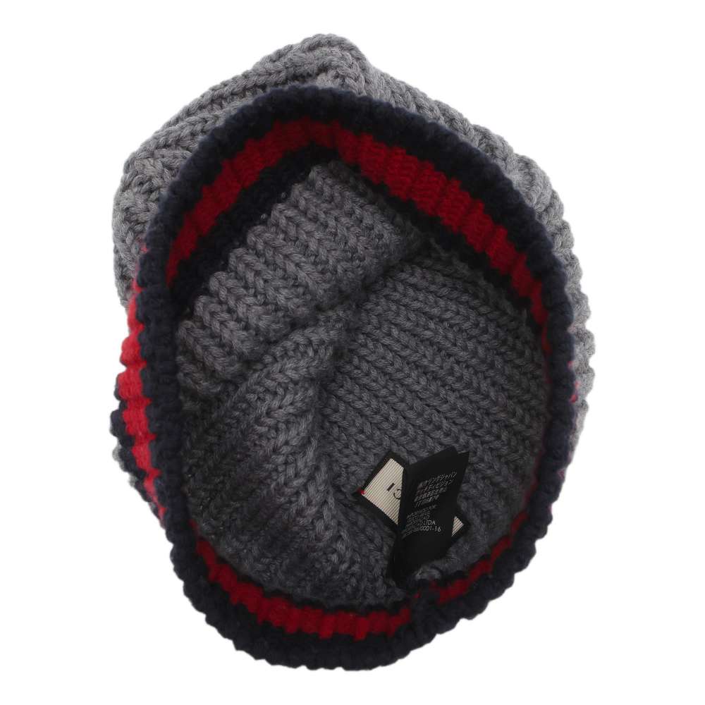 GUCCI Cherie Knit hat Gray/Red/Navy 429753 Wool 100%