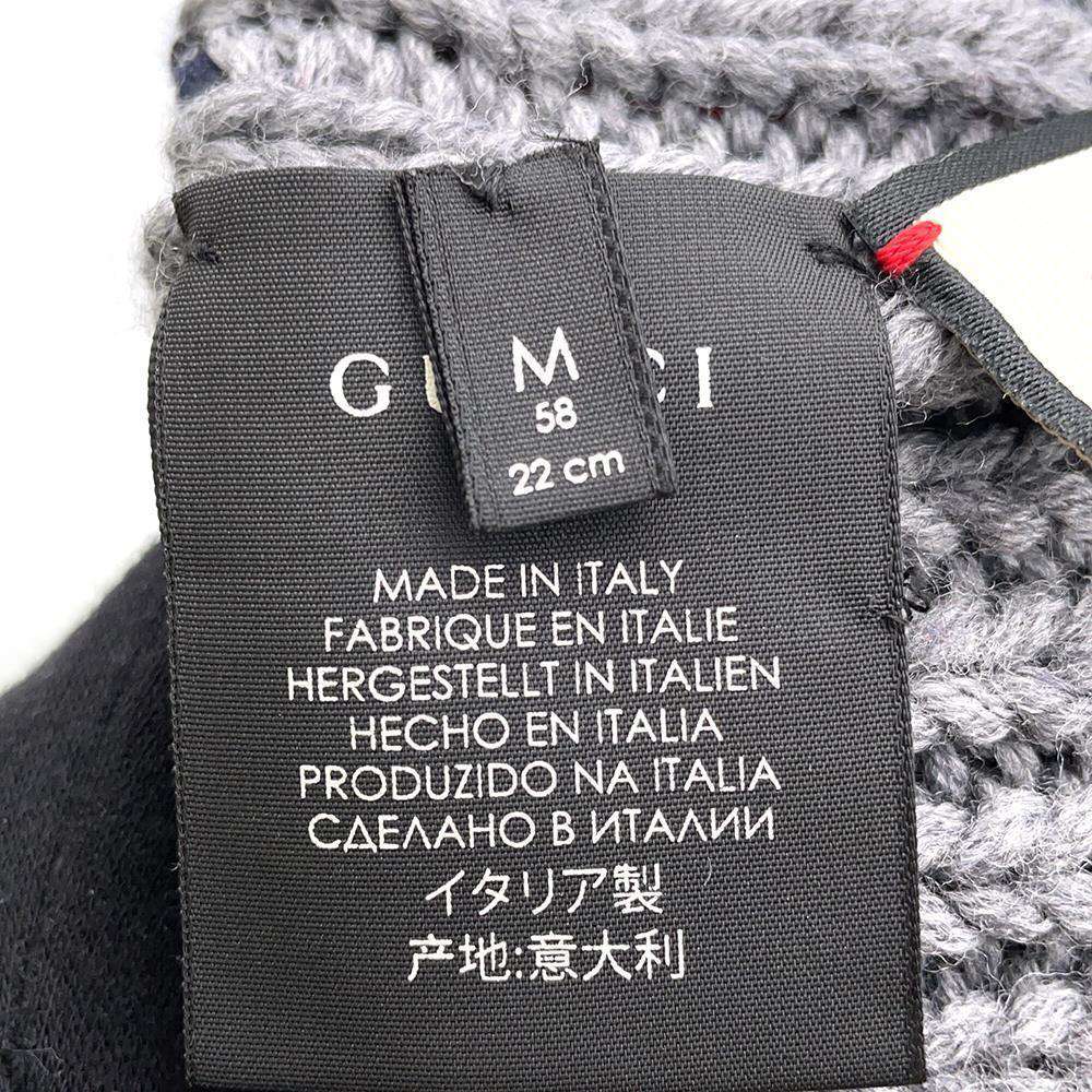 GUCCI Cherie Knit hat Gray/Red/Navy 429753 Wool 100%