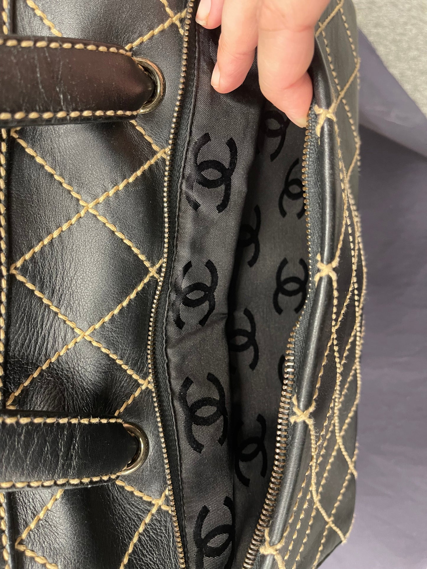 Chanel Wild Stitch Boston Black Tote