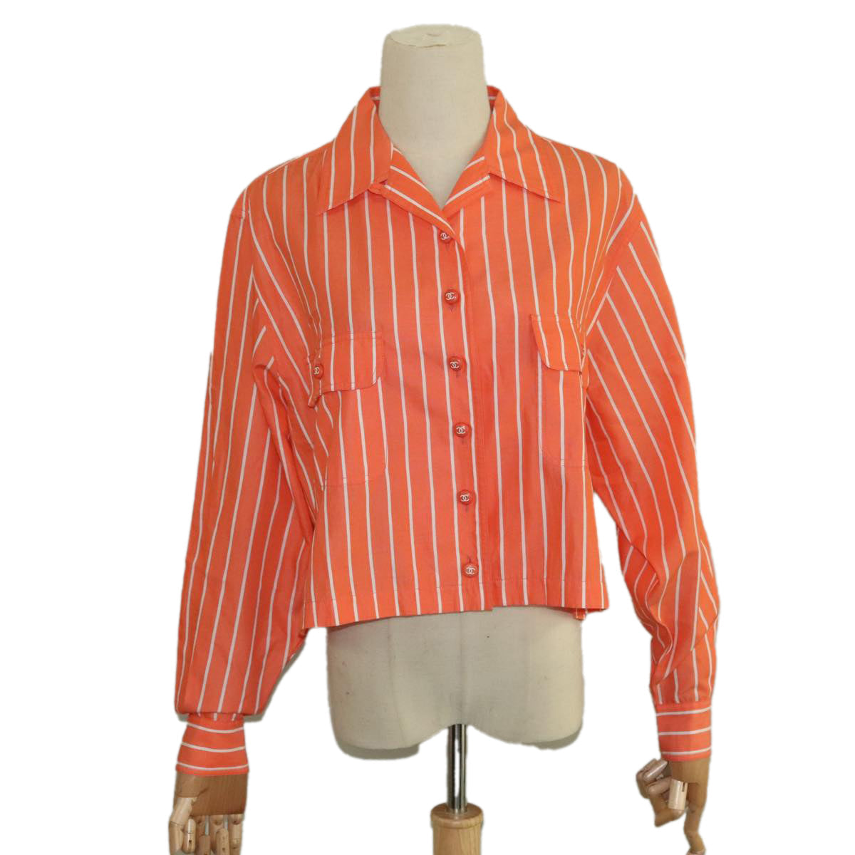 CHANEL Shirt Cotton Orange CC 94245A