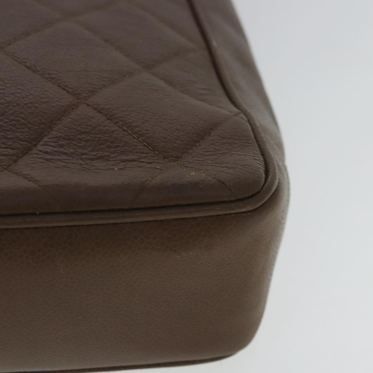 CHANEL Matelasse Chain Shoulder Bag Caviar Skin Brown Gold CC 94306
