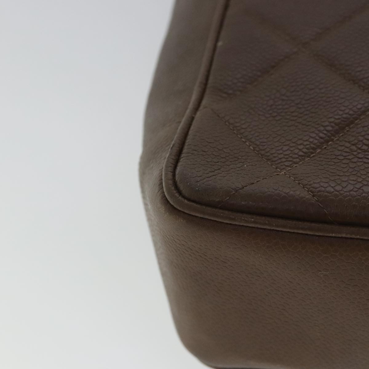 CHANEL Matelasse Chain Shoulder Bag Caviar Skin Brown Gold CC 94306