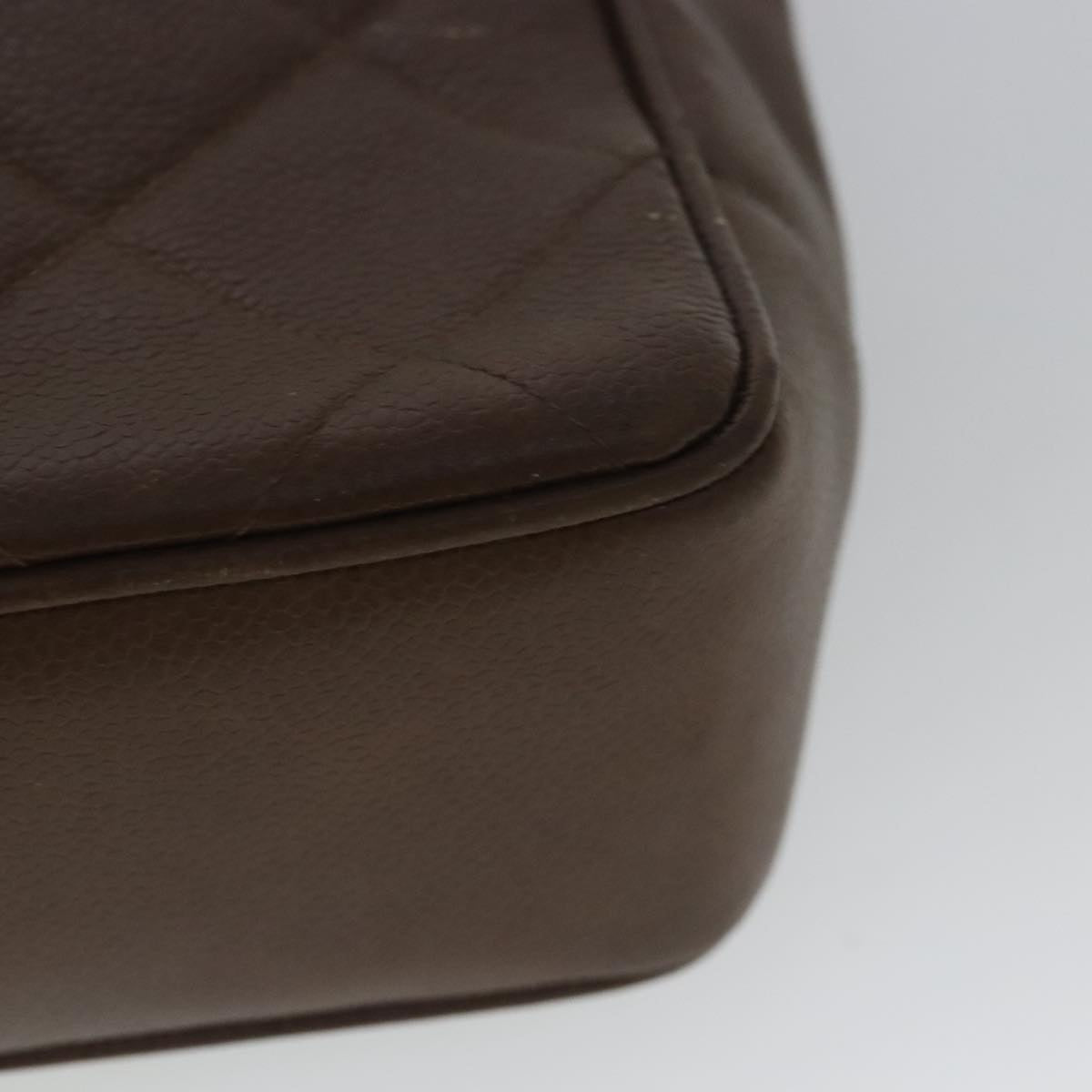 CHANEL Matelasse Chain Shoulder Bag Caviar Skin Brown Gold CC 94306