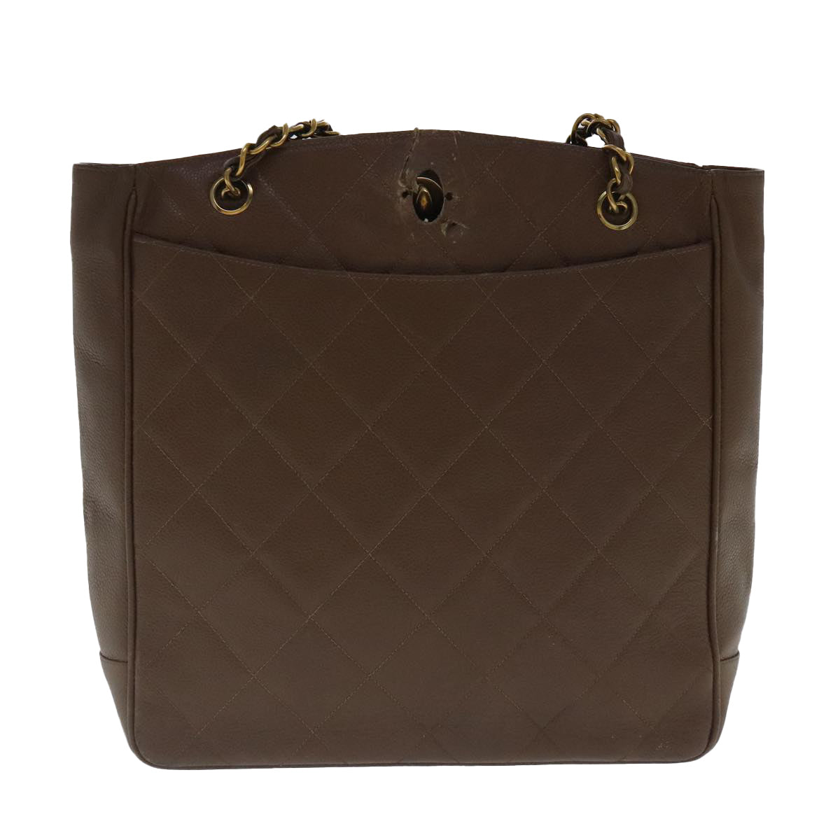 CHANEL Matelasse Chain Shoulder Bag Caviar Skin Brown Gold CC 94306