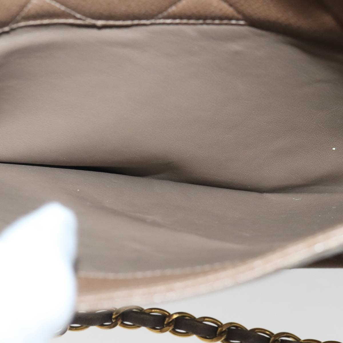 CHANEL Matelasse Chain Shoulder Bag Caviar Skin Brown Gold CC 94306