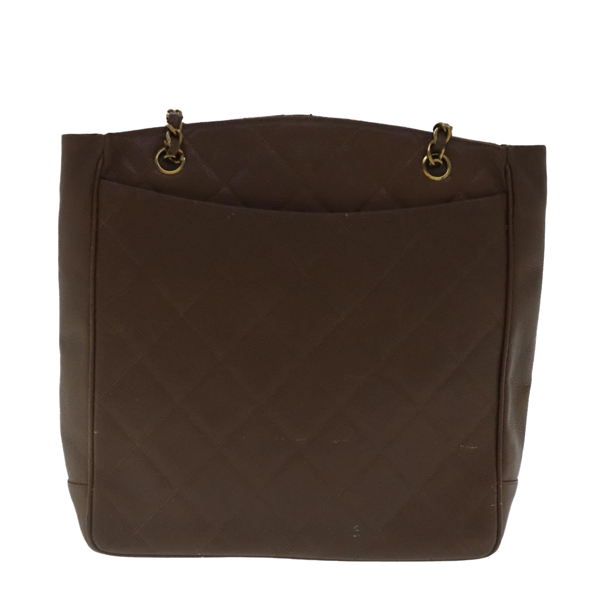 CHANEL Matelasse Chain Shoulder Bag Caviar Skin Brown Gold CC 94306