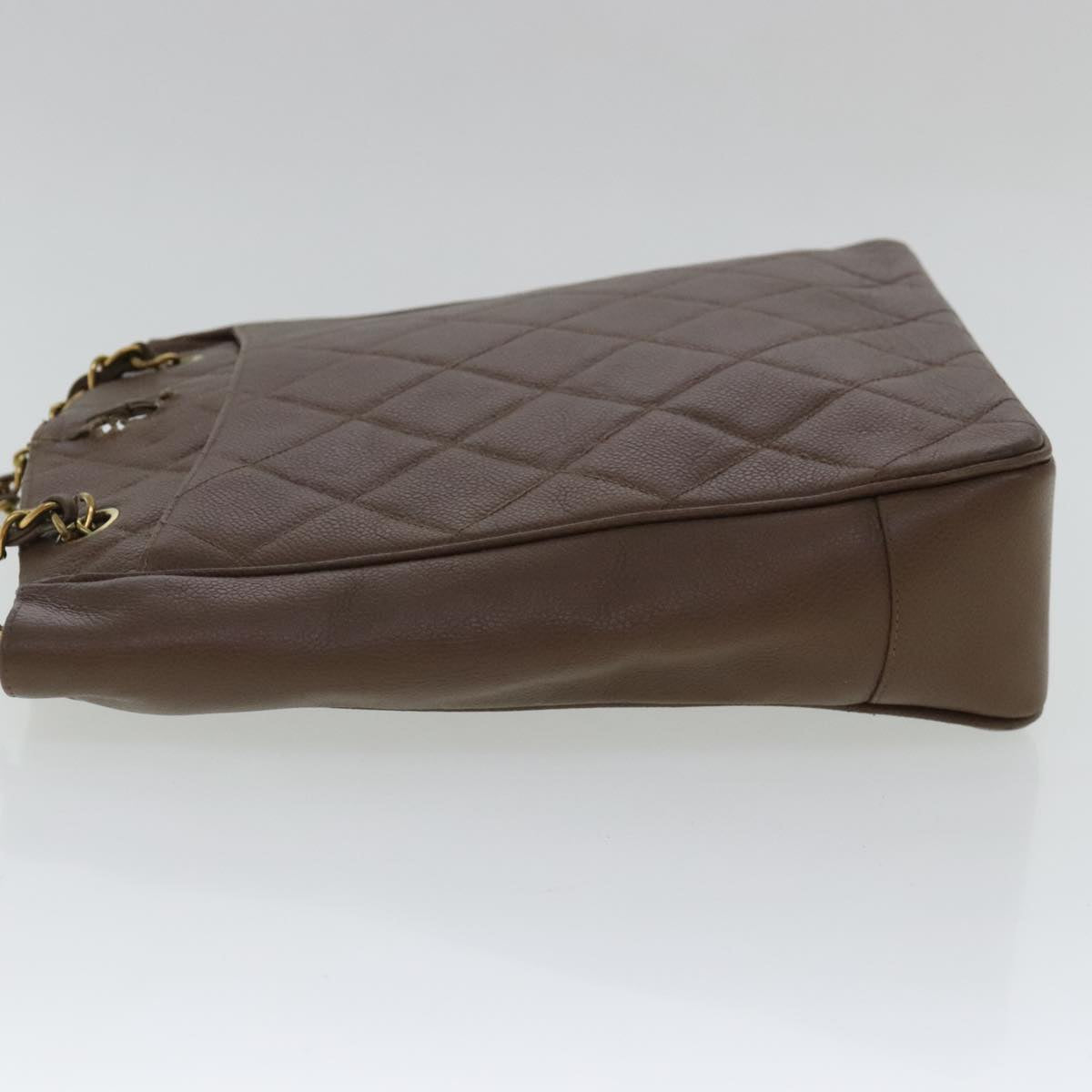CHANEL Matelasse Chain Shoulder Bag Caviar Skin Brown Gold CC 94306