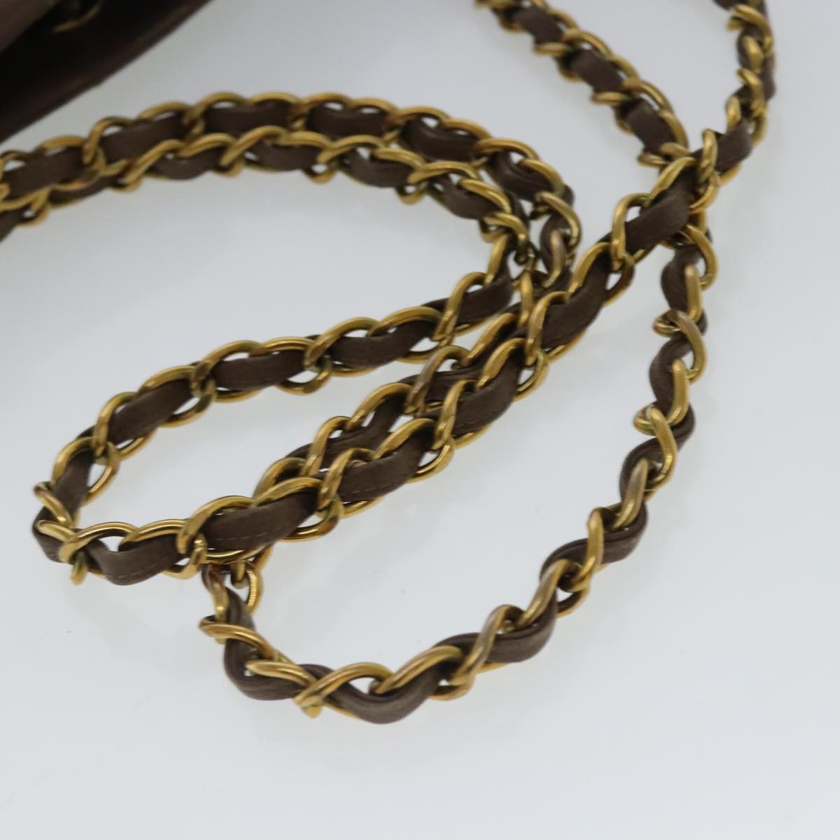 CHANEL Matelasse Chain Shoulder Bag Caviar Skin Brown Gold CC 94306