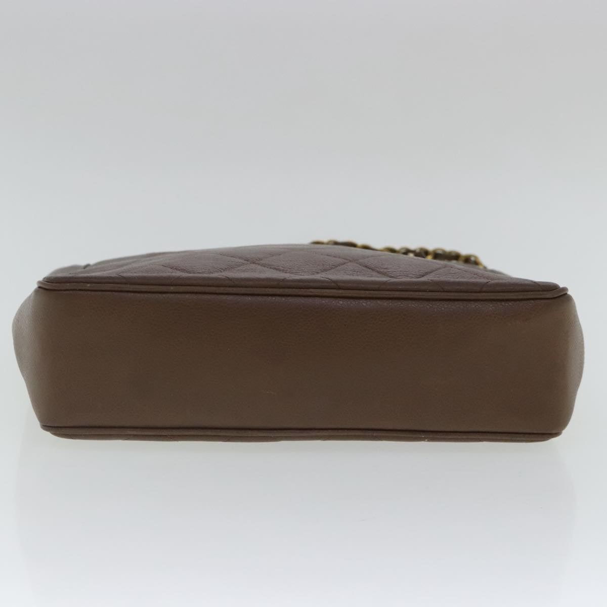 CHANEL Matelasse Chain Shoulder Bag Caviar Skin Brown Gold CC 94306