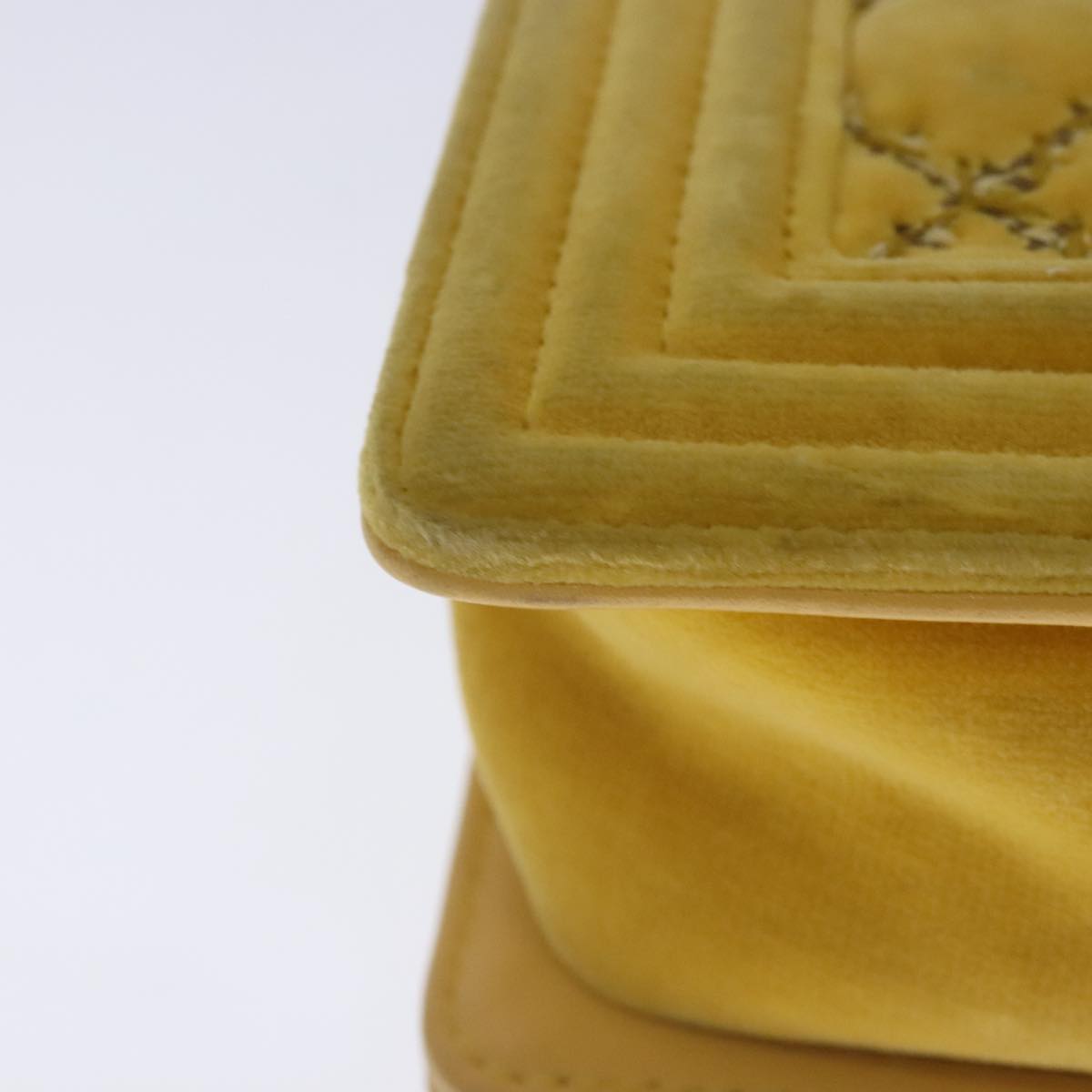 CHANEL Matelasse 20 Chain Boy Chanel Shoulder Bag Velor Yellow CC 94468A