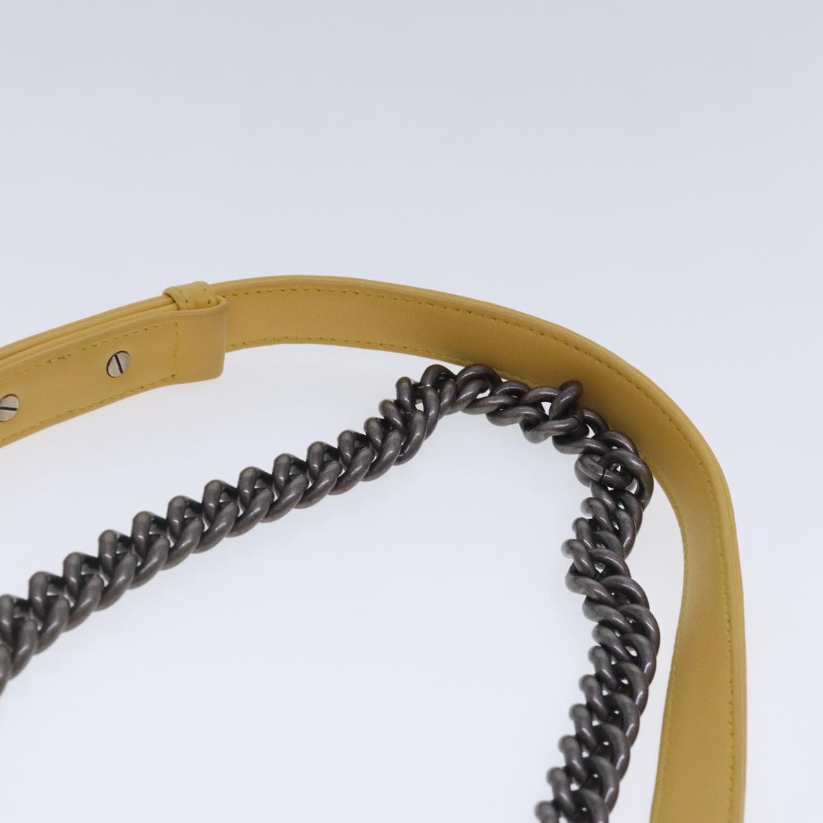 CHANEL Matelasse 20 Chain Boy Chanel Shoulder Bag Velor Yellow CC 94468A