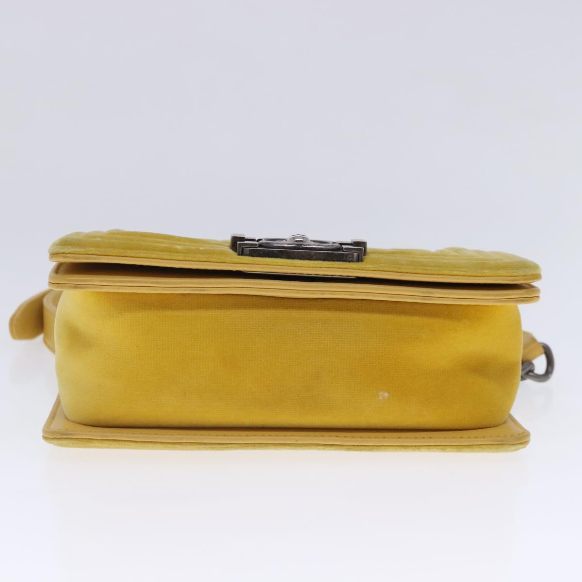 CHANEL Matelasse 20 Chain Boy Chanel Shoulder Bag Velor Yellow CC 94468A
