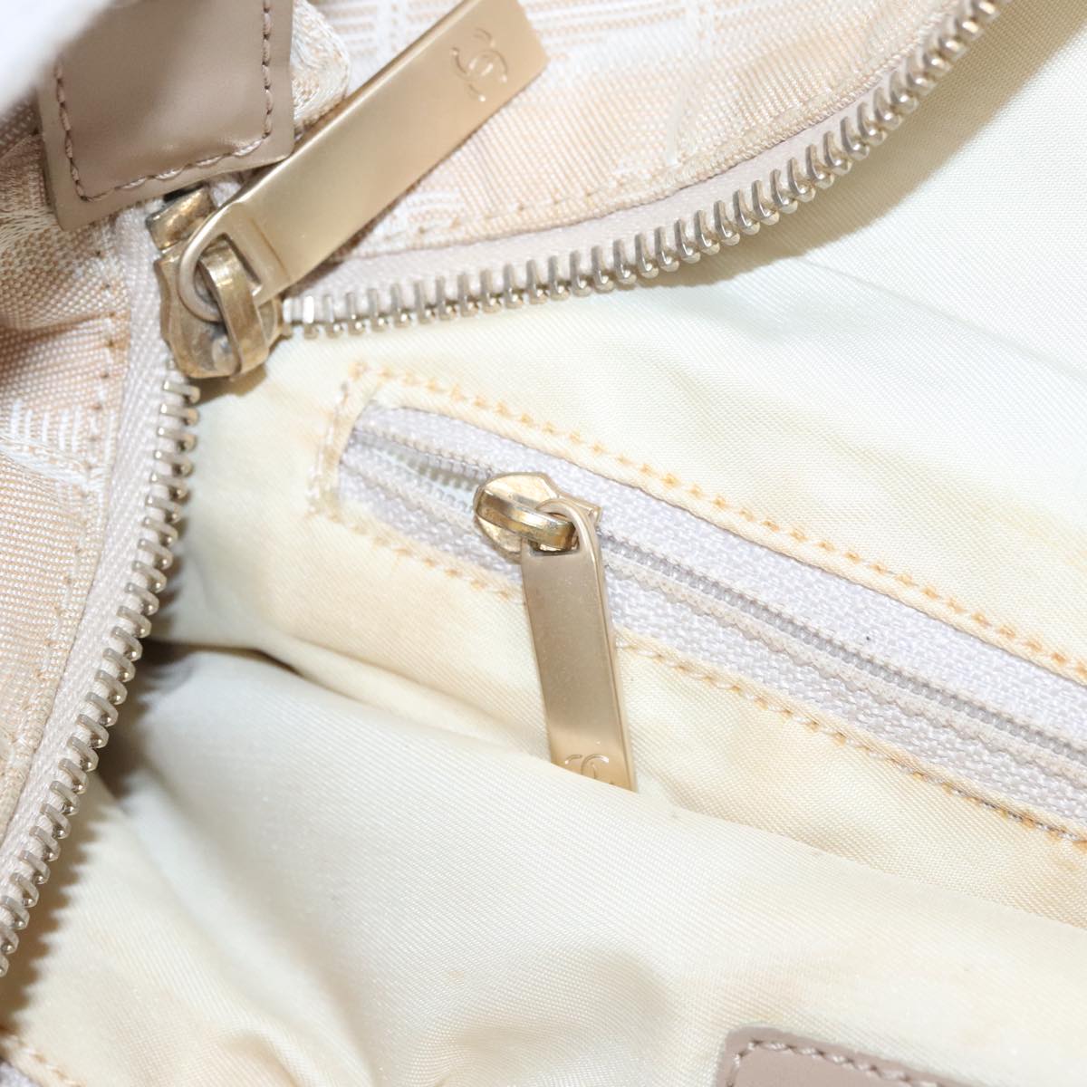 CHANEL New Travel line Tote Bag Nylon Beige Gold CC 95463