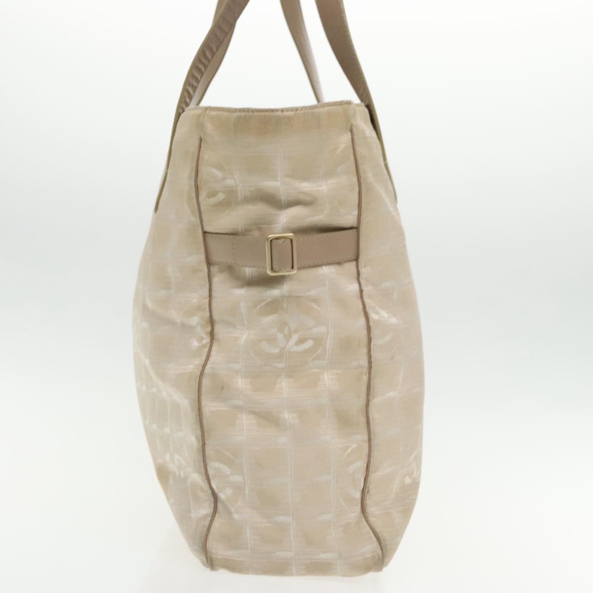 CHANEL New Travel line Tote Bag Nylon Beige Gold CC 95463