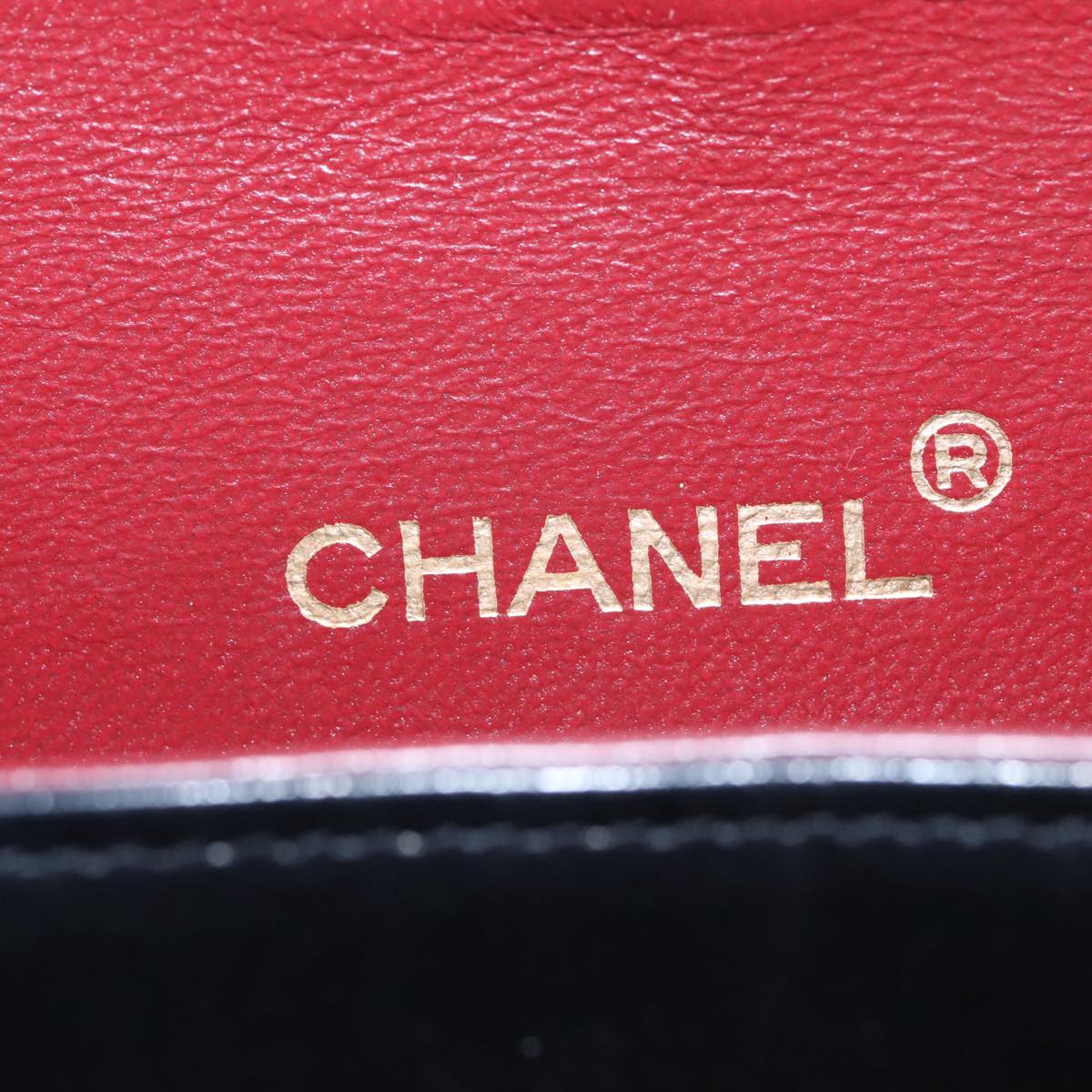 CHANEL Matelasse Chain Hand Bag Lamb Skin Black Gold CC 95715A