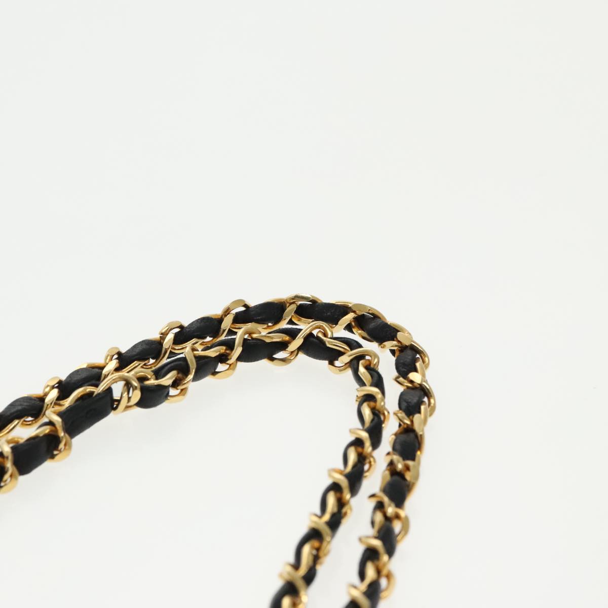 CHANEL Matelasse Chain Hand Bag Lamb Skin Black Gold CC 95715A