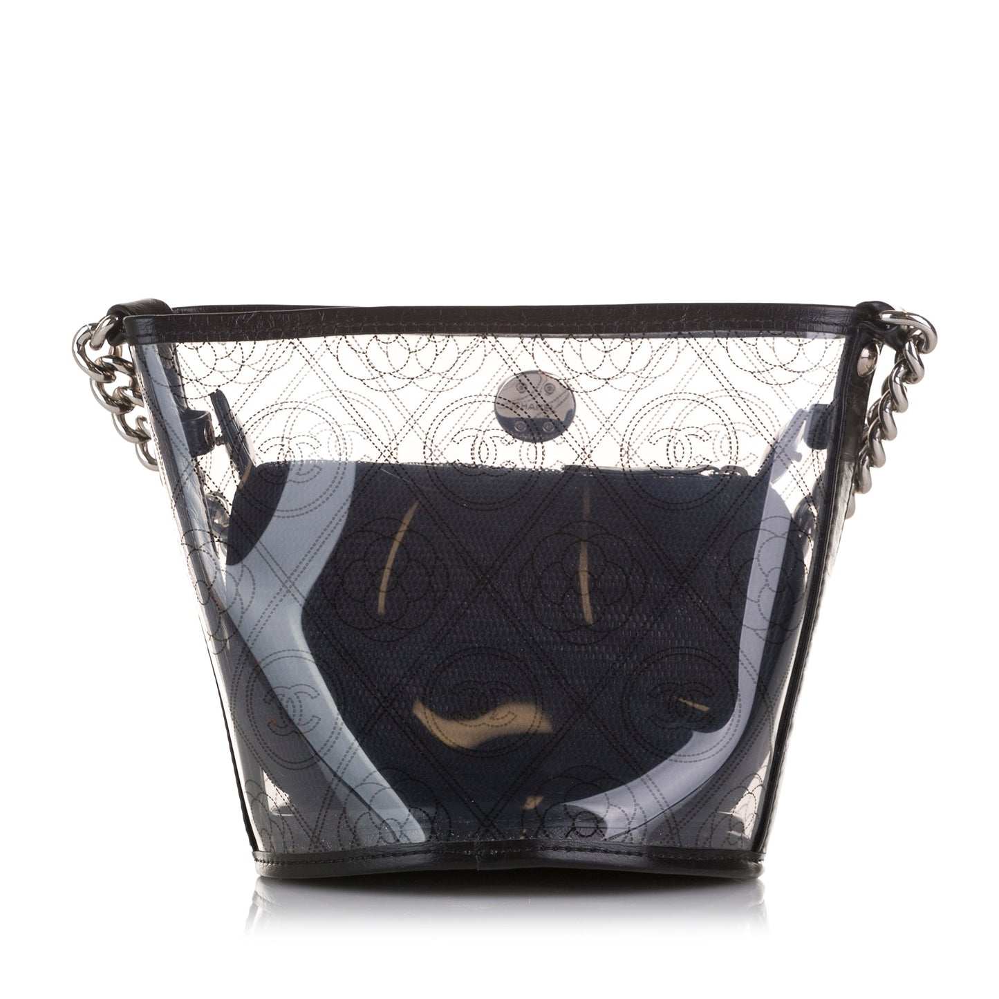 Chanel Sac Crumpled Calfskin PVC Camellia Bucket