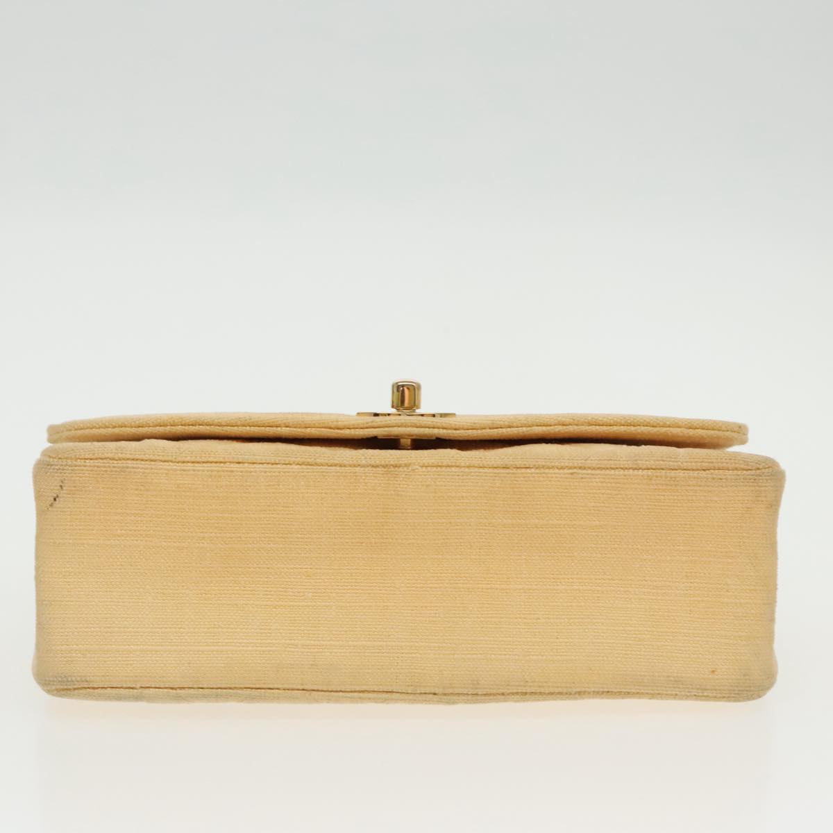 CHANEL Matelasse Chain Shoulder Bag Canvas Beige Gold CC 96216