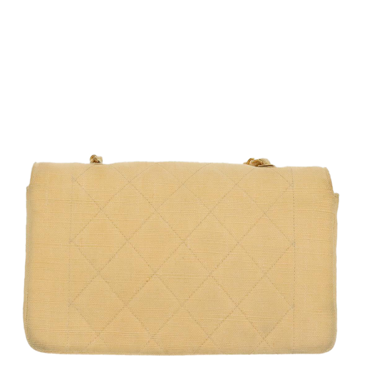 CHANEL Matelasse Chain Shoulder Bag Canvas Beige Gold CC 96216