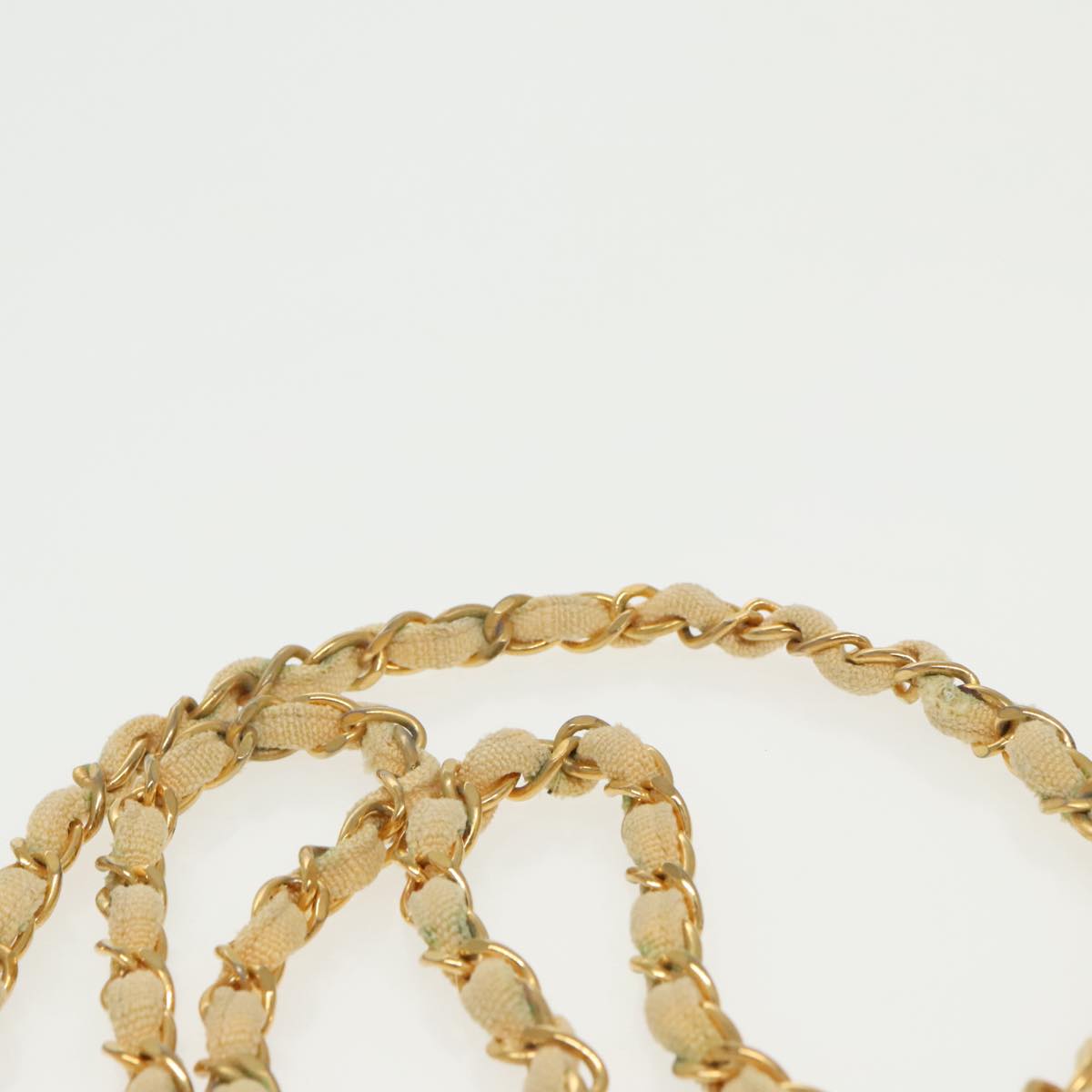 CHANEL Matelasse Chain Shoulder Bag Canvas Beige Gold CC 96216