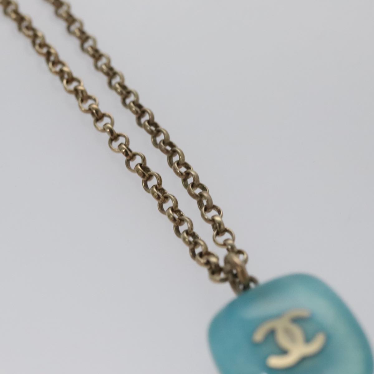 CHANEL Necklace metal Light Blue CC 96804