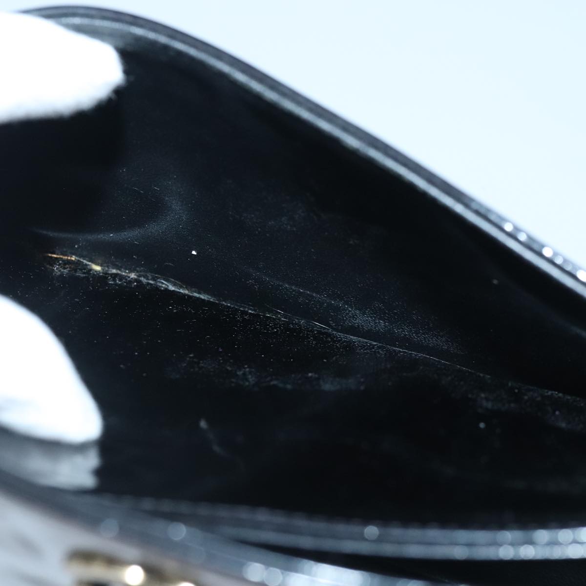 CHANEL Chain Shoulder Bag Patent leather Black CC 97053