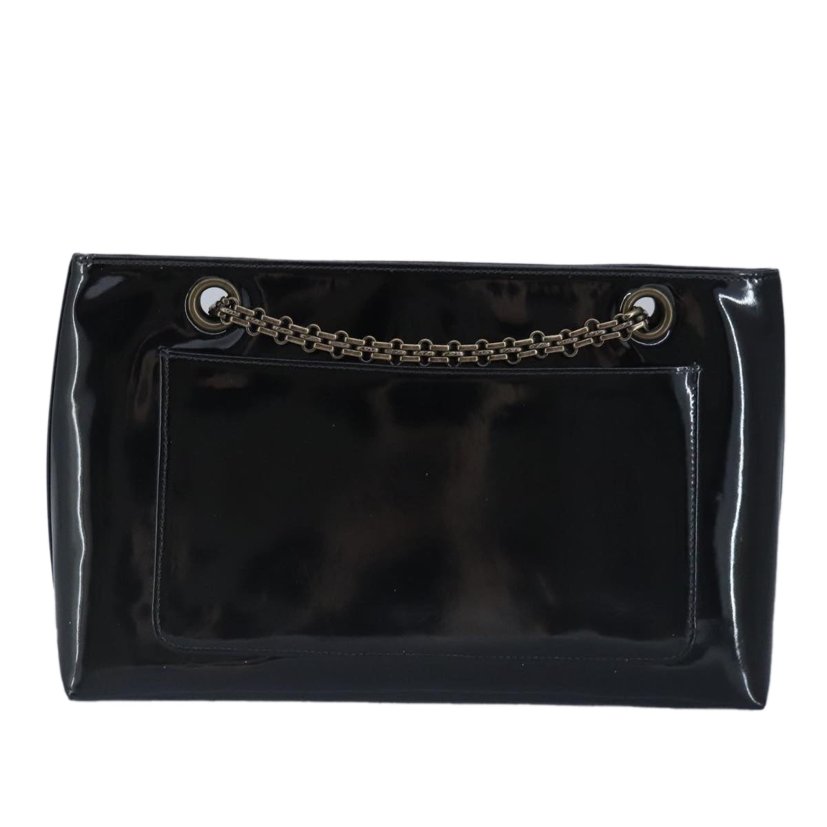 CHANEL Chain Shoulder Bag Patent leather Black CC 97053