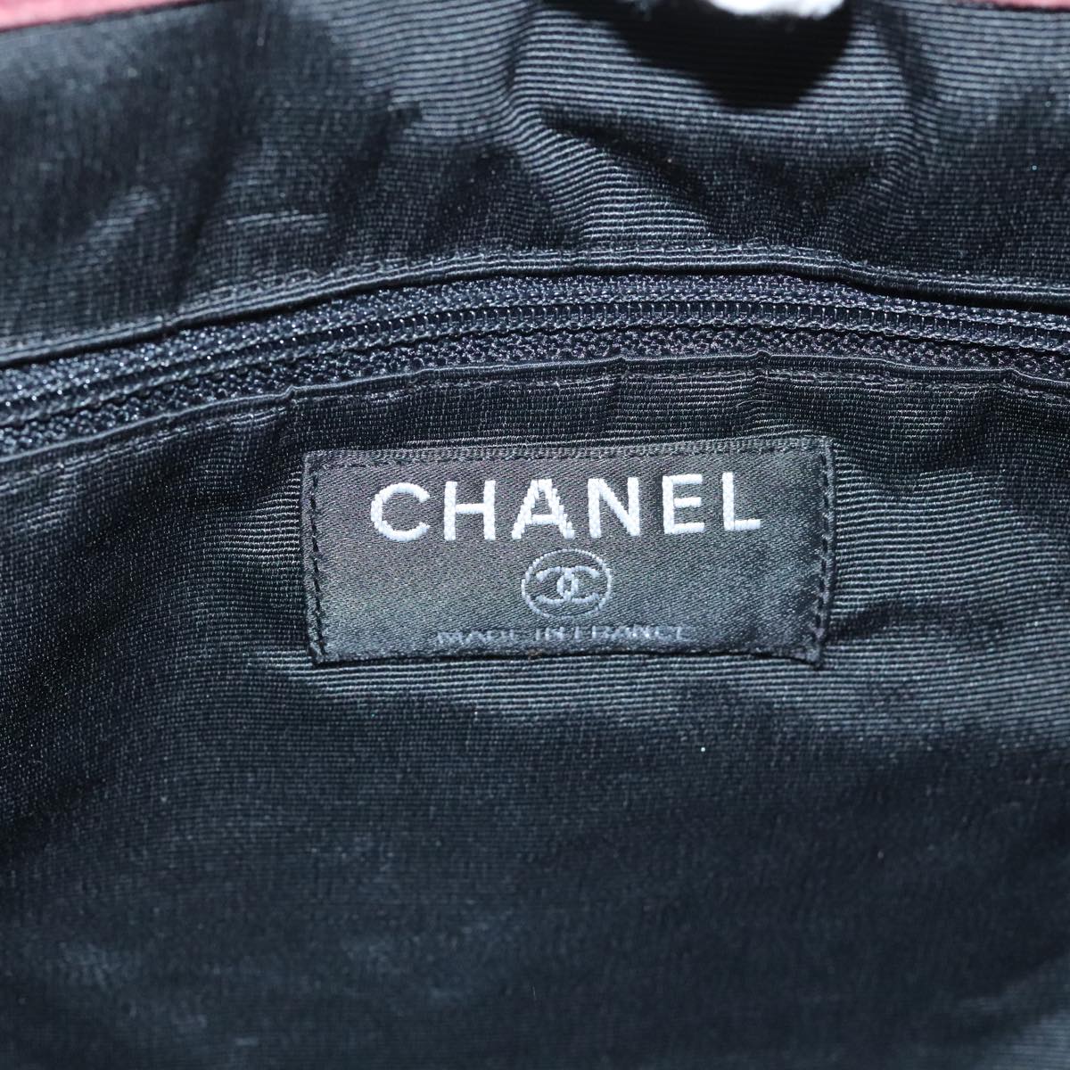 CHANEL Tote Bag Wine Red Brown Silver CC 97054