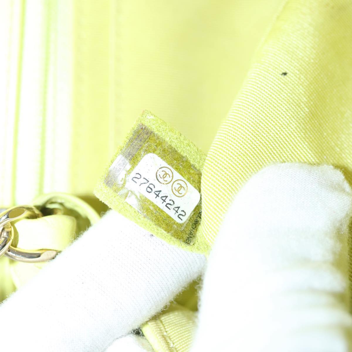 CHANEL Chain V Stitch Shoulder Bag Lamb Skin Yellow Gold CC 97148