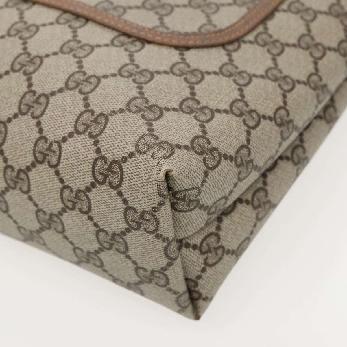 GUCCI GG Supreme Webshire Line Tote Bag PVC Leather Beige 39 02 003 97160