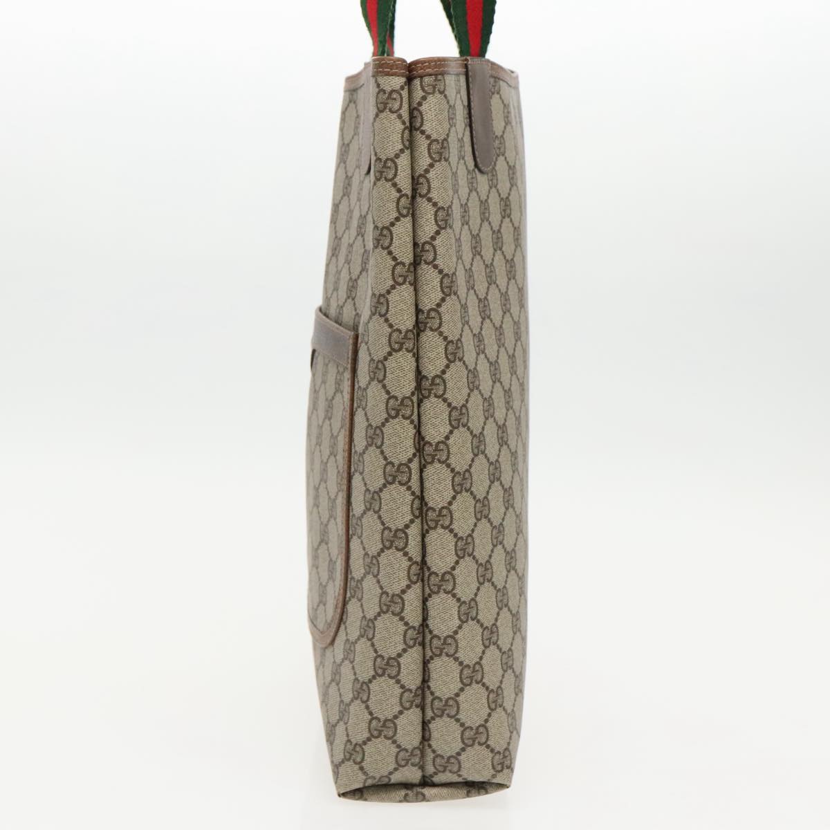 GUCCI GG Supreme Webshire Line Tote Bag PVC Leather Beige 39 02 003 97160
