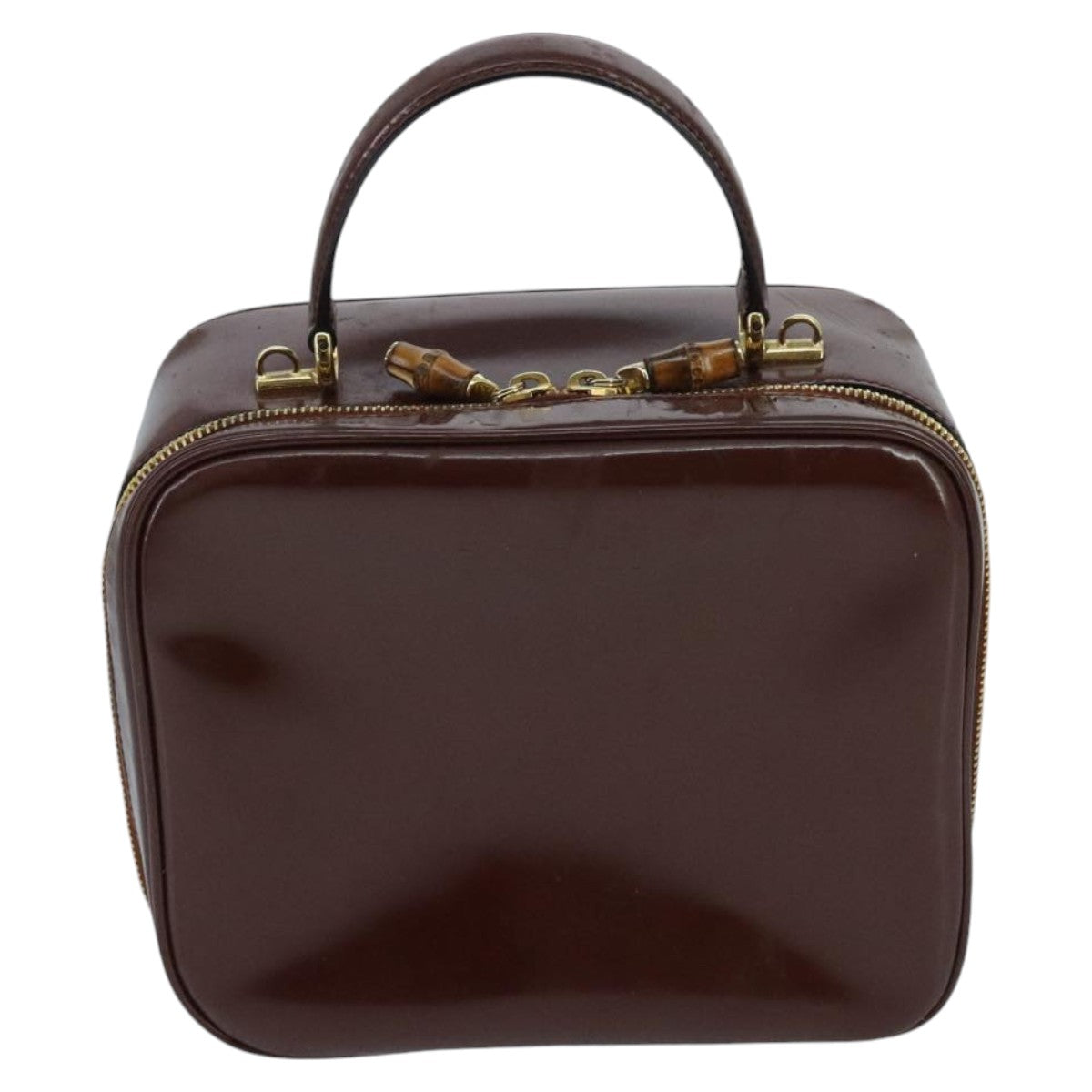 GUCCI Bamboo Vanity Cosmetic Pouch Enamel 2way Brown 000 2040 0323 97359