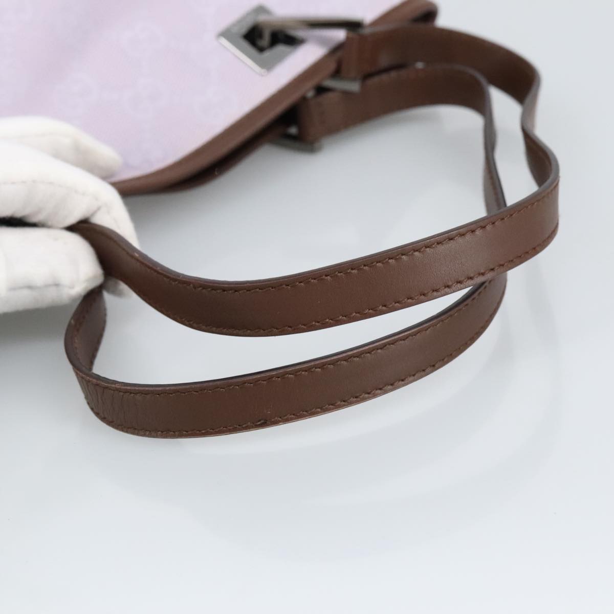GUCCI GG Canvas Tote Bag Purple Brown Silver 31244 97397