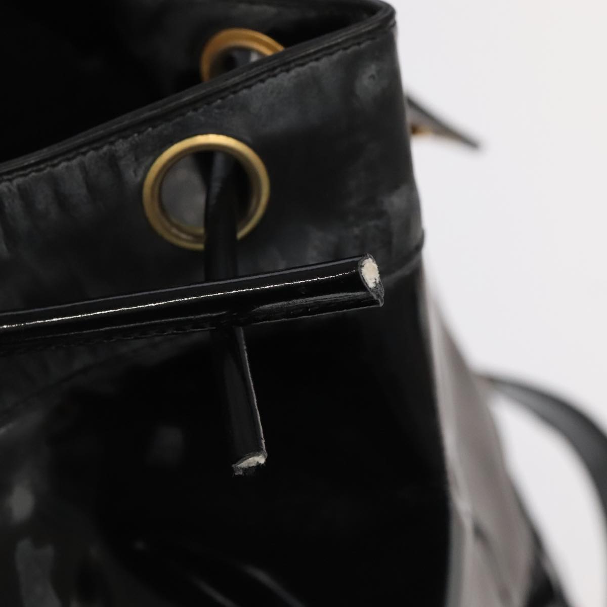 CHANEL Shoulder Bag Enamel Black Gold CC 97456