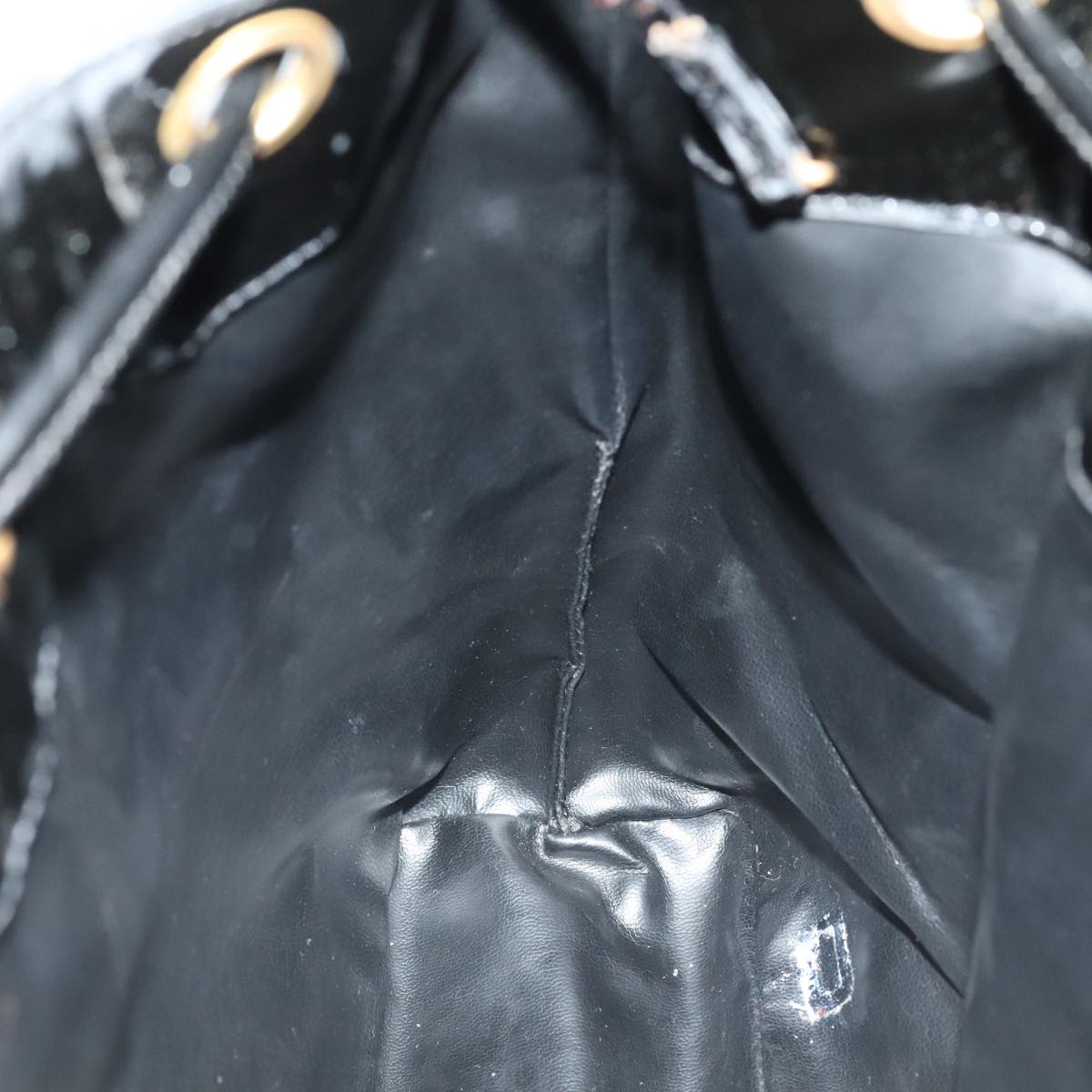 CHANEL Shoulder Bag Enamel Black Gold CC 97456