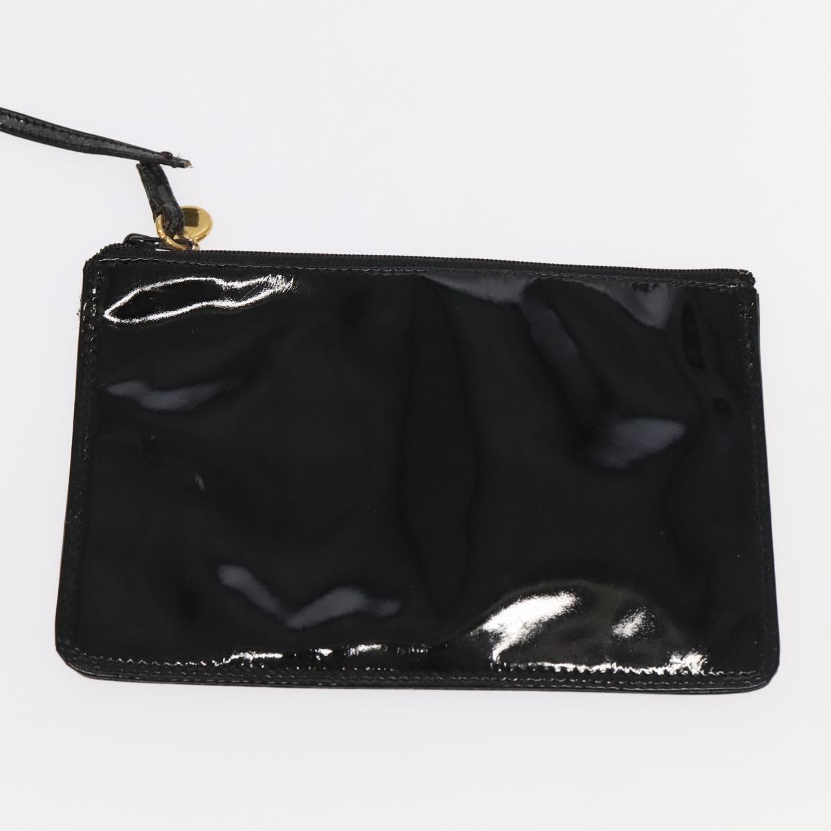 CHANEL Shoulder Bag Enamel Black Gold CC 97456