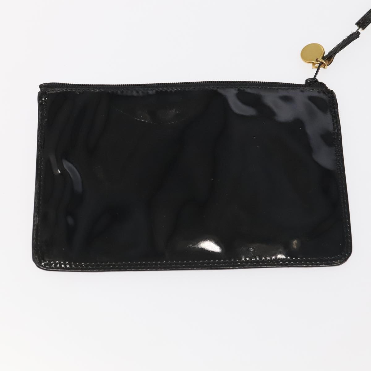 CHANEL Shoulder Bag Enamel Black Gold CC 97456