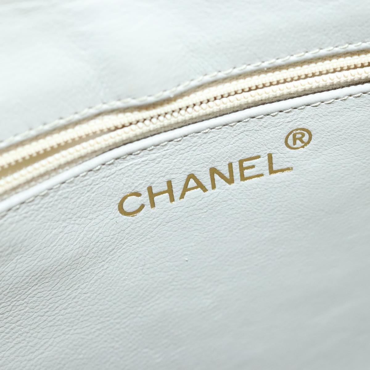 CHANEL Matelasse Chain Shoulder Bag Lamb Skin Beige Gold CC 97457
