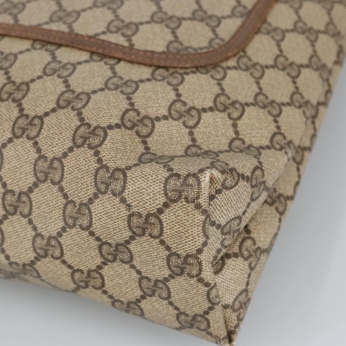 GUCCI GG Supreme Web Sherry Line Tote Bag PVC Leather Beige 89 02 003 97523