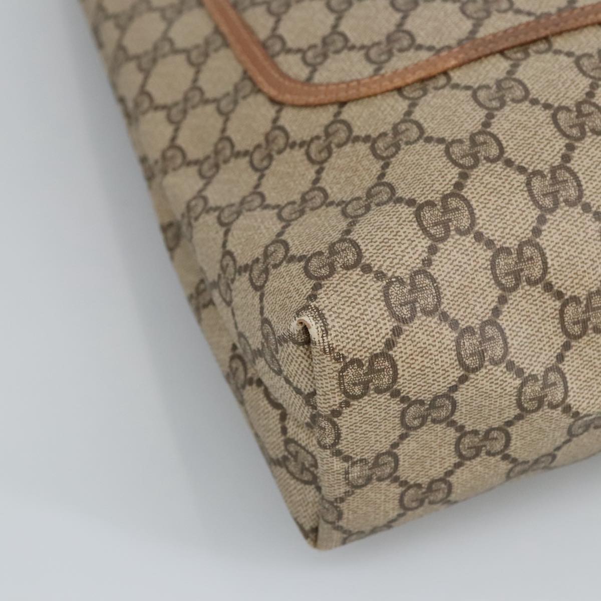 GUCCI GG Supreme Web Sherry Line Tote Bag PVC Leather Beige 89 02 003 97523