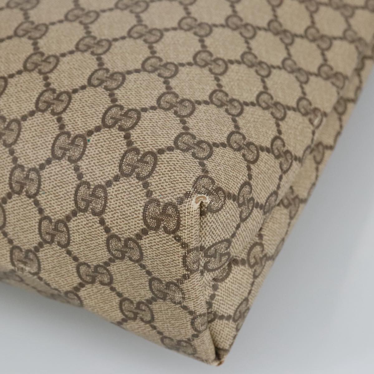 GUCCI GG Supreme Web Sherry Line Tote Bag PVC Leather Beige 89 02 003 97523