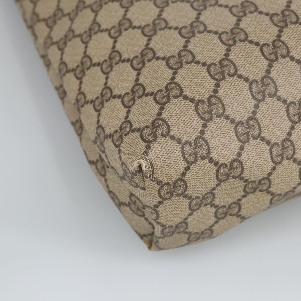 GUCCI GG Supreme Web Sherry Line Tote Bag PVC Leather Beige 89 02 003 97523