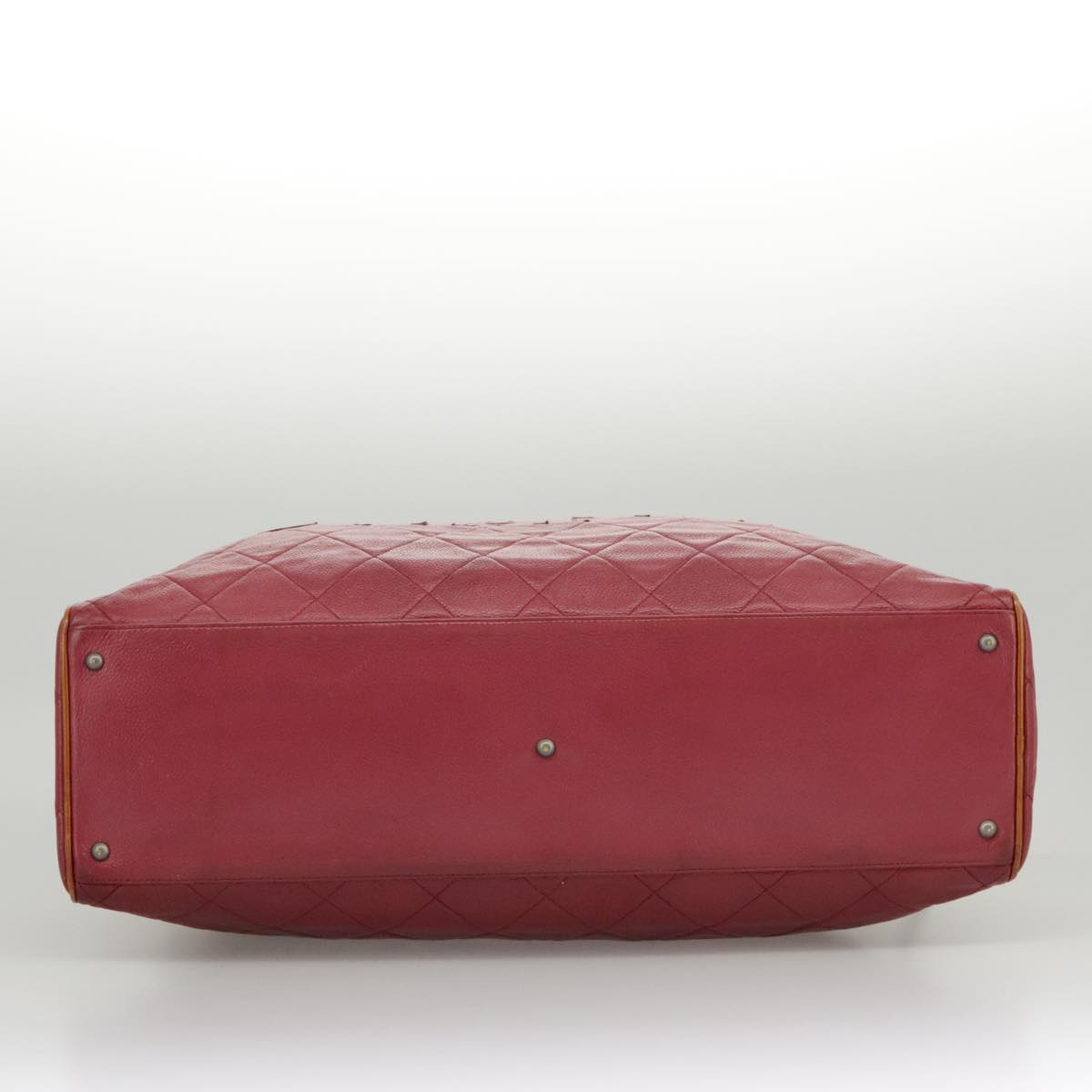 CHANEL Matelasse Boston Bag Caviar Skin Red CC 97743