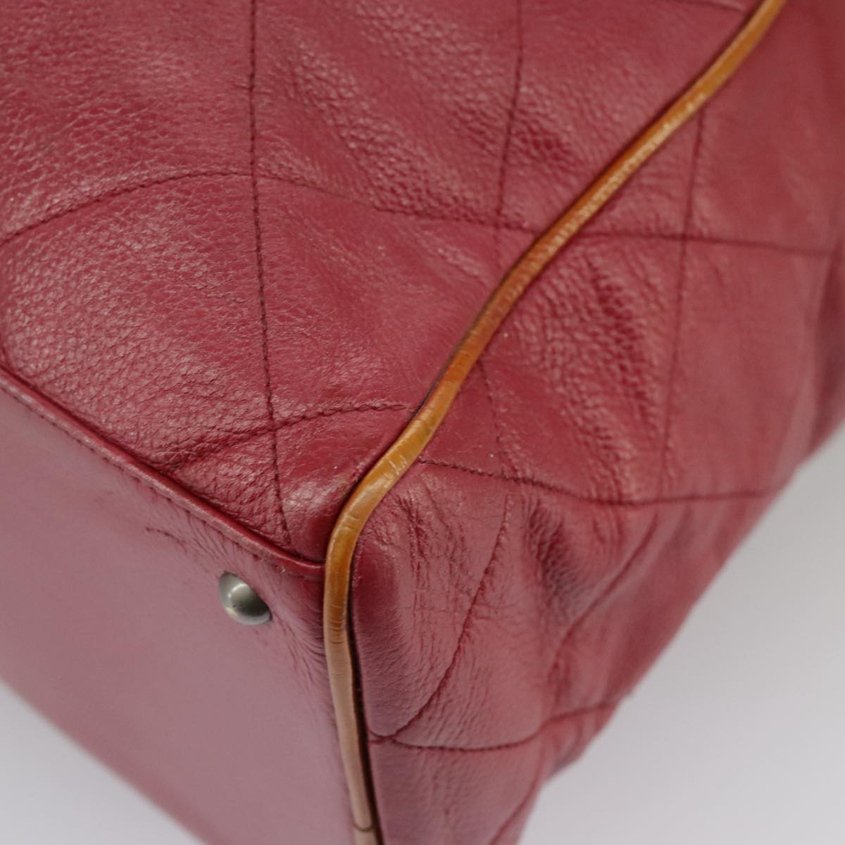CHANEL Matelasse Boston Bag Caviar Skin Red CC 97743