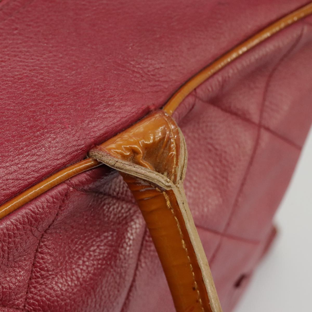 CHANEL Matelasse Boston Bag Caviar Skin Red CC 97743