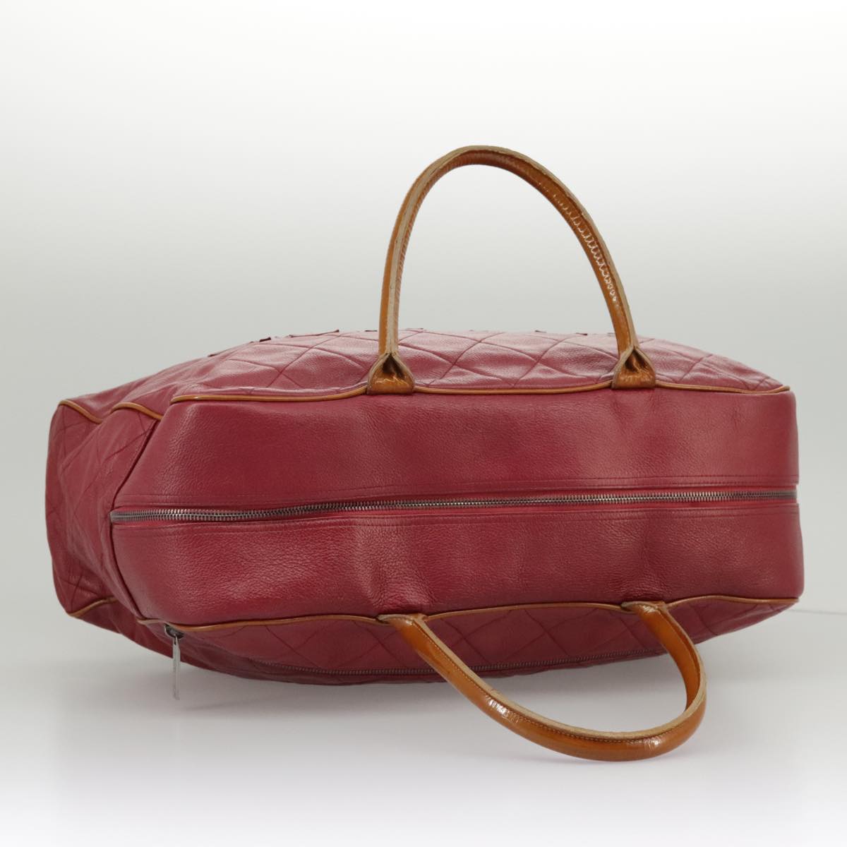 CHANEL Matelasse Boston Bag Caviar Skin Red CC 97743