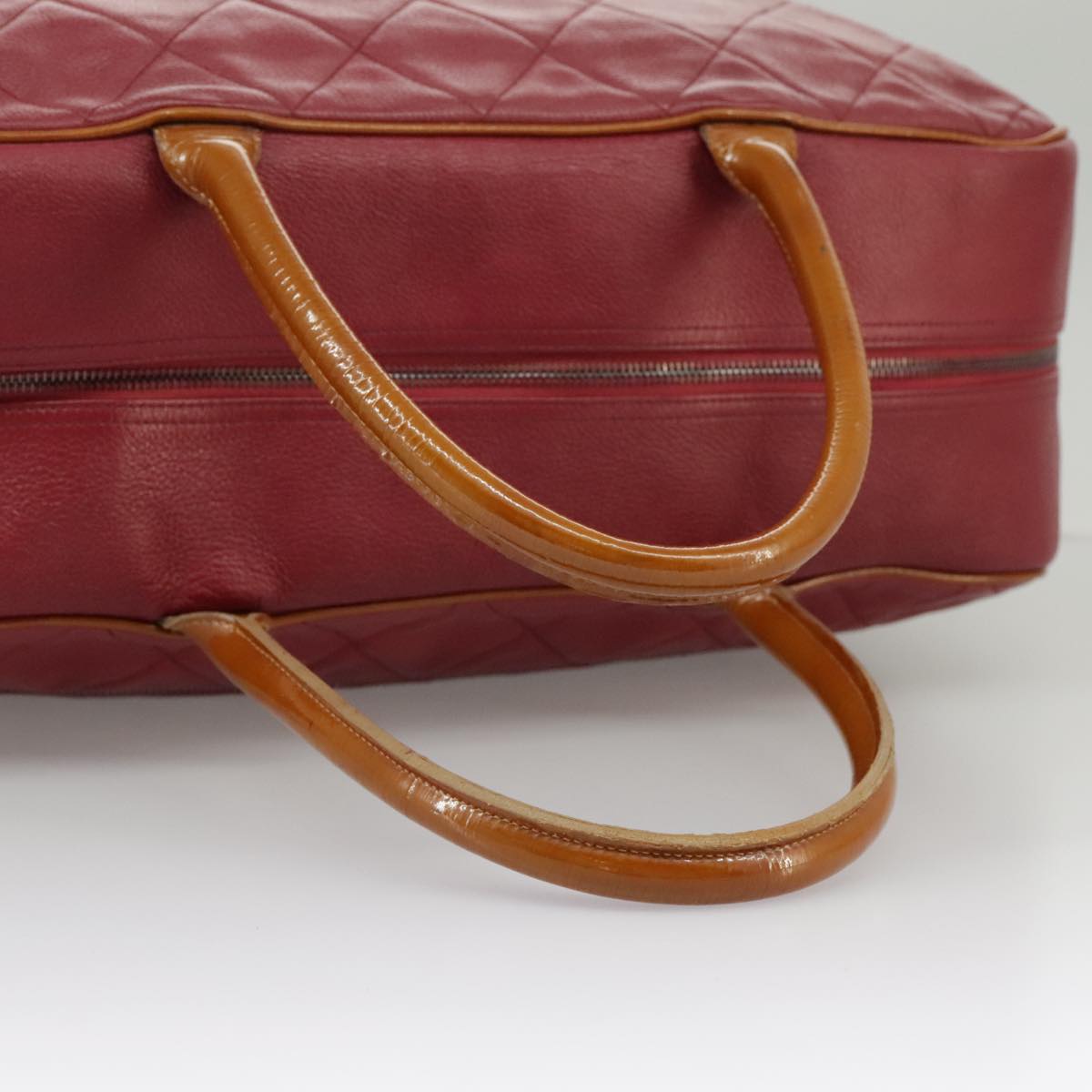 CHANEL Matelasse Boston Bag Caviar Skin Red CC 97743