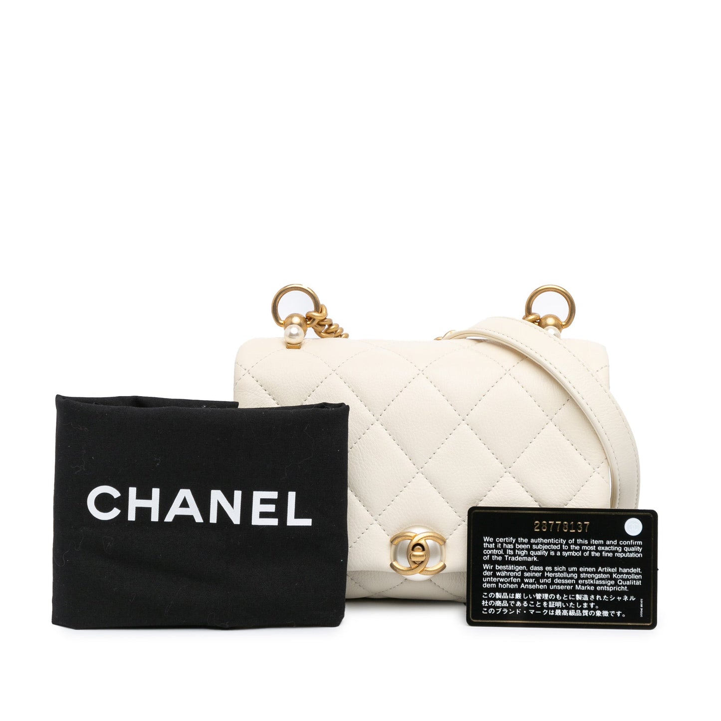 Chanel Sac Quilted Calfskin Pearl CC Accordion Flap