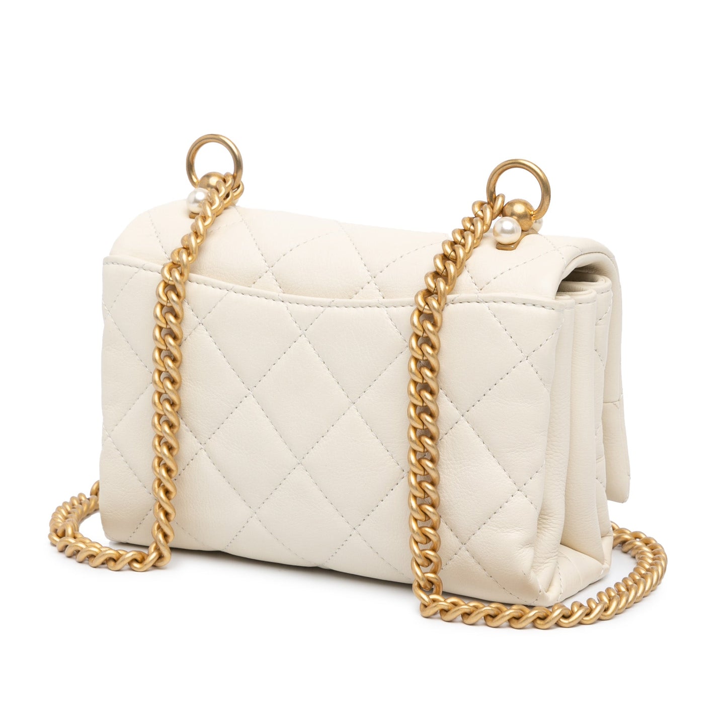Chanel Sac Quilted Calfskin Pearl CC Accordion Flap