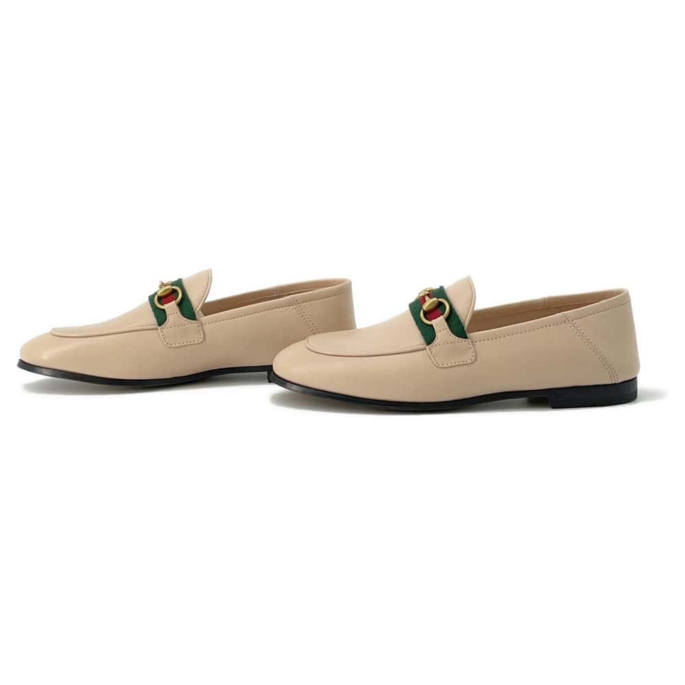 GUCCI Cherie Line Horsebit Loafers Beige 631619 Leather Size 34